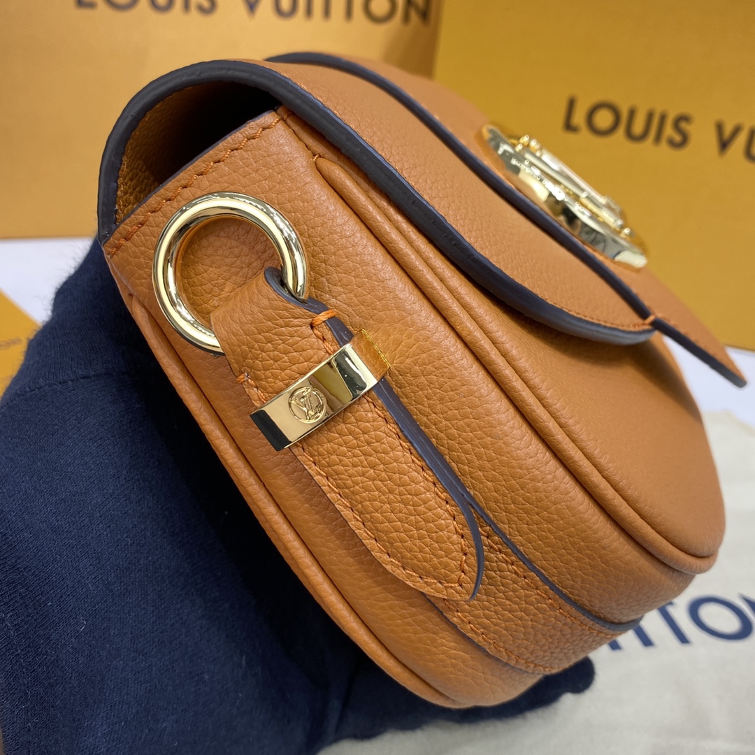 Louis Vuitton LV PONT 9 SOFT MM Grained Leather Shoudler Bag M58968 Golden Siena